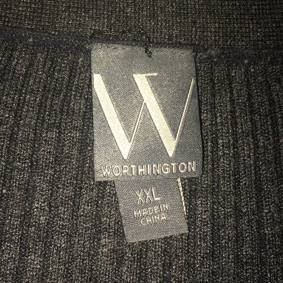 Worthington Dark Gray Ribbed Buttoned Down Cardigan - Picture 7 of 8